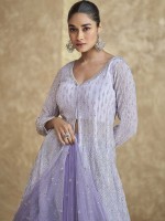 Lavender Premium Real Georgette Party Wear Lehenga Suit